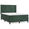 Cama Doble | Cama Para Adultos | Cama Box Spring Con Colchón Terciopelo Verde Oscuro 140x200 Cm Cfw8820321