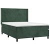 Cama Doble | Cama Para Adultos | Cama Box Spring Con Colchón Terciopelo Verde Oscuro 140x200 Cm Cfw8820321