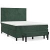 Cama Doble | Cama Para Adultos | Cama Box Spring Con Colchón Terciopelo Verde Oscuro 140x200 Cm Cfw4010227