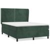 Cama Doble | Cama Para Adultos | Cama Box Spring Con Colchón Terciopelo Verde Oscuro 140x200 Cm Cfw9604351