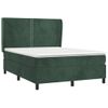 Cama Doble | Cama Para Adultos | Cama Box Spring Con Colchón Terciopelo Verde Oscuro 140x200 Cm Cfw9604351