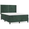 Cama Doble | Cama Para Adultos | Cama Box Spring Con Colchón Terciopelo Verde Oscuro 140x200 Cm Cfw5238197