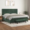 Cama Doble | Cama Para Adultos | Cama Box Spring Con Colchón Terciopelo Verde Oscuro 200x200 Cm Cfw1596788