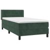 Cama Individual | Cama Para Adultos | Cama Box Spring Con Colchón Terciopelo Verde Oscuro 80x200 Cm Cfw6645710