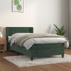 Cama Individual | Cama Para Adultos | Cama Box Spring Con Colchón Terciopelo Verde Oscuro 80x200 Cm Cfw9868823