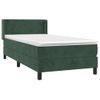 Cama Individual | Cama Para Adultos | Cama Box Spring Con Colchón Terciopelo Verde Oscuro 80x200 Cm Cfw4702046