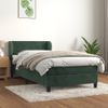 Cama Individual | Cama Para Adultos | Cama Box Spring Con Colchón Terciopelo Verde Oscuro 90x190 Cm Cfw3500845