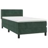 Cama Individual | Cama Para Adultos | Cama Box Spring Con Colchón Terciopelo Verde Oscuro 90x200 Cm Cfw4904026