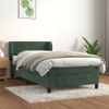 Cama Individual | Cama Para Adultos | Cama Box Spring Con Colchón Terciopelo Verde Oscuro 90x200 Cm Cfw9830269