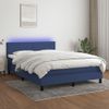 Cama Doble | Cama Para Adultos | Cama Box Spring Con Colchón Y Led Tela Azul 140x190 Cm Cfw4710060