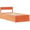 Cama Individual | Cama Para Adultos | Estructura Cama Con Cajones Madera Maciza Pino Marrón 90x190 Cm Cfw3026258