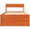 Cama Individual | Cama Para Adultos | Estructura Cama Con Cajones Madera Maciza Pino Marrón 90x190 Cm Cfw3026258