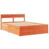 Cama Doble | Cama Para Adultos | Estructura Cama Con Cajones Madera Pino Marrón Cera 140x190 Cm Cfw1495646