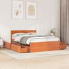 Cama Doble | Cama Para Adultos | Estructura Cama Con Cajones Madera Pino Marrón Cera 140x190 Cm Cfw1495646