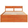 Cama Doble | Cama Para Adultos | Estructura Cama Con Cajones Madera Pino Marrón Cera 140x190 Cm Cfw1495646