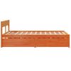 Cama Doble | Cama Para Adultos | Estructura Cama Con Cajones Madera Pino Marrón Cera 140x190 Cm Cfw1495646