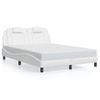 Cama Doble | Cama Para Adultos | Estructura Cama Con Luces Led Cuero Sintético Blanco 140x190 Cm Cfw2446300