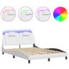 Cama Doble | Cama Para Adultos | Estructura Cama Con Luces Led Cuero Sintético Blanco 140x190 Cm Cfw2446300