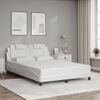 Cama Doble | Cama Para Adultos | Estructura Cama Con Luces Led Cuero Sintético Blanco 140x190 Cm Cfw2446300