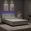 Cama Doble | Cama Para Adultos | Estructura Cama Con Luces Led Cuero Sintético Blanco 140x190 Cm Cfw2446300