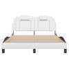 Cama Doble | Cama Para Adultos | Estructura Cama Con Luces Led Cuero Sintético Blanco 140x190 Cm Cfw2446300