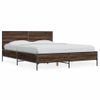 Cama Doble | Cama Para Adultos | Estructura Cama Madera Ingeniería Metal Marrón Roble 120x190 Cm Cfw1408733