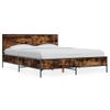 Cama Doble | Cama Para Adultos | Estructura Cama Madera Ingeniería Metal Roble Ahumado 120x190cm Cfw7190926