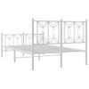 Cama Doble | Cama Para Adultos | Estructura Cama Metal Con Cabecero Y Estribo Blanco 120x190 Cm Cfw6285143