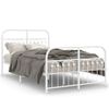 Cama Doble | Cama Para Adultos | Estructura Cama Metal Con Cabecero Y Estribo Blanco 120x190 Cm Cfw6054221