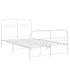 Cama Doble | Cama Para Adultos | Estructura Cama Metal Con Cabecero Y Estribo Blanco 120x190 Cm Cfw6054221