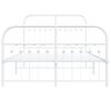 Cama Doble | Cama Para Adultos | Estructura Cama Metal Con Cabecero Y Estribo Blanco 120x190 Cm Cfw6054221