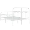 Cama Doble | Cama Para Adultos | Estructura Cama Metal Con Cabecero Y Estribo Blanco 120x190 Cm Cfw6054221