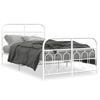 Cama Doble | Cama Para Adultos | Estructura Cama Metal Con Cabecero Y Estribo Blanco 120x190 Cm Cfw2142621