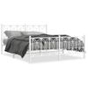 Cama Doble | Cama Para Adultos | Estructura Cama Metal Con Cabecero Y Estribo Blanco 150x200 Cm Cfw1896293