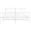 Cama Doble | Cama Para Adultos | Estructura Cama Metal Con Cabecero Y Estribo Blanco 150x200 Cm Cfw1896293