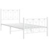 Cama Individual | Cama Para Adultos | Estructura Cama Metal Con Cabecero Y Pie Cama Blanca 75x190 Cm Cfw9299432