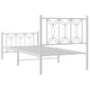 Cama Individual | Cama Para Adultos | Estructura Cama Metal Con Cabecero Y Pie Cama Blanca 90x190 Cm Cfw3978004