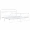 Cama Doble | Cama Para Adultos | Estructura Cama Metal Con Cabecero Y Pie Cama Blanco 183x213 Cm Cfw8248114