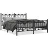 Cama Doble | Cama Para Adultos | Estructura De Cama Cabecero Y Estribo Metal Negro 150x200 Cm Cfw8807054