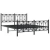 Cama Doble | Cama Para Adultos | Estructura De Cama Cabecero Y Estribo Metal Negro 150x200 Cm Cfw8807054