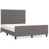 Cama Doble | Cama Para Adultos | Estructura De Cama Con Cabecero Cuero Sintético Gris 140x190 Cm Cfw2954447