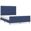 Cama Doble | Cama Para Adultos | Estructura De Cama Con Cabecero De Tela Azul 140x190 Cm Cfw9420386