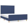 Cama Doble | Cama Para Adultos | Estructura De Cama Con Cabecero De Tela Azul 140x190 Cm Cfw5182257