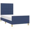 Cama Individual | Cama Para Adultos | Estructura De Cama Con Cabecero De Tela Azul 90x190 Cm Cfw2086284