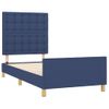 Cama Individual | Cama Para Adultos | Estructura De Cama Con Cabecero De Tela Azul 90x190 Cm Cfw2086284