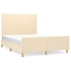 Cama Doble | Cama Para Adultos | Estructura De Cama Con Cabecero De Tela Color Crema 140x190 Cm Cfw3772518