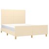 Cama Doble | Cama Para Adultos | Estructura De Cama Con Cabecero De Tela Color Crema 140x190 Cm Cfw3772518