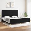 Cama Doble | Cama Para Adultos | Estructura De Cama Con Cabecero De Tela Negro 200x200 Cm Cfw3385065