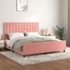 Cama Doble | Cama Para Adultos | Estructura De Cama Con Cabecero De Terciopelo Rosa 180x200 Cm Cfw1445972