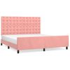 Cama Doble | Cama Para Adultos | Estructura De Cama Con Cabecero De Terciopelo Rosa 180x200 Cm Cfw1445972